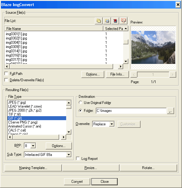 Click to view Blaze ImgConvert 2.05 screenshot