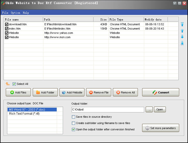 Click to view Okdo Website to Doc Rtf Converter 5.4 screenshot