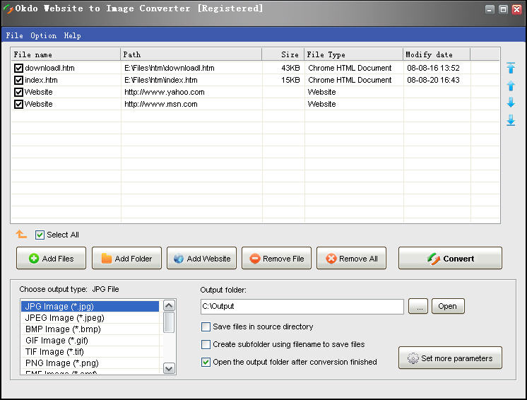 Click to view Okdo Website to Image Converter 5.4 screenshot