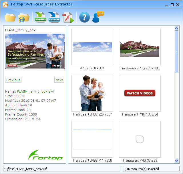 Click to view SWF Resources Extractor 2.5 screenshot