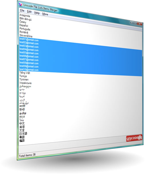 Click to view Unicode File Lists Items Merger 1.0.0.0 screenshot