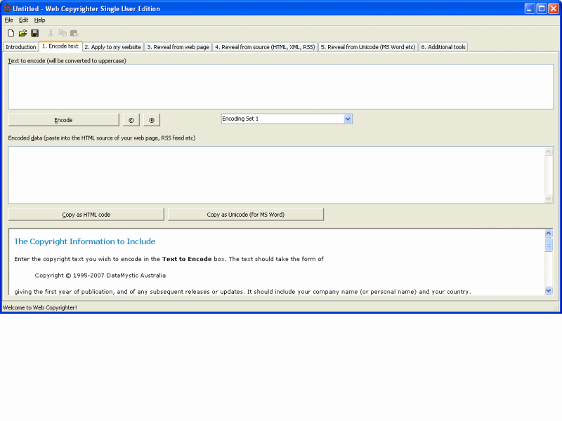 Click to view Web Copyrighter 1.15 screenshot
