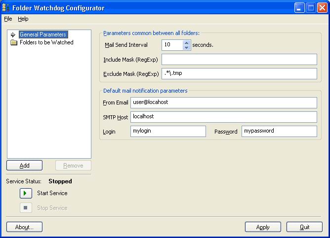 Click to view Folder Watchdog Service 1.6.5 screenshot