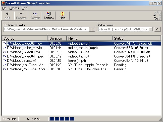 Click to view Jocsoft iPhone Video Converter 1.2.3.1 screenshot