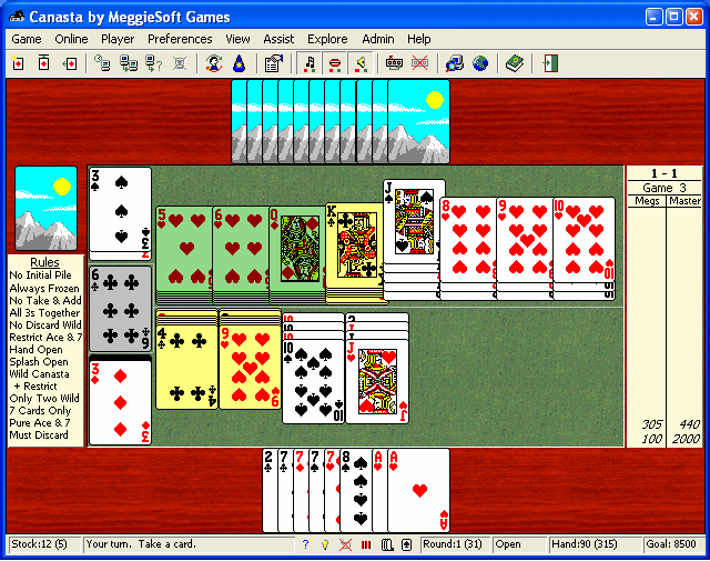 Click to view Canasta by MeggieSoft Games 2008 screenshot