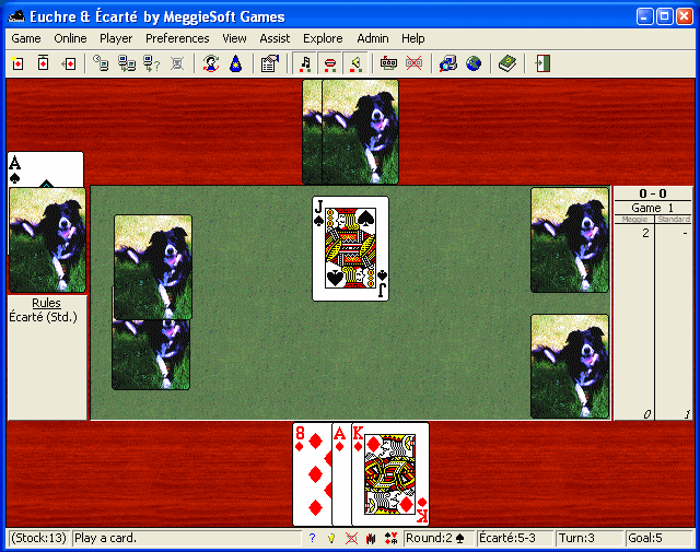 Click to view Euchre and Ecarte by MeggieSoft Games 2008 screenshot