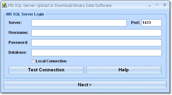 Click to view MS SQL Server Upload or Download Binary Data Softw 7.0 screenshot