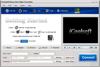 Click to view iCoolsoft Nexus One Video Converter 3.1.12 screenshot