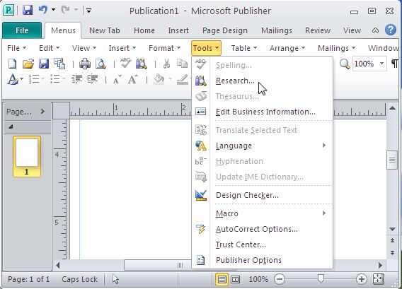 Click to view Classic Menu for Publisher 2010 5.00 screenshot