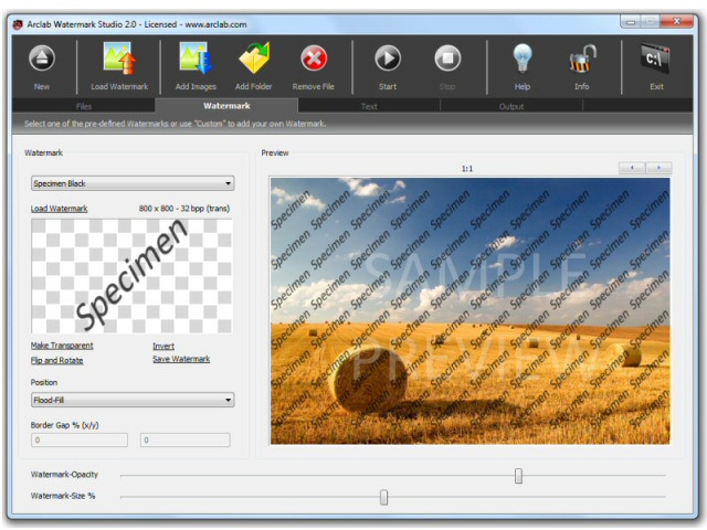 Click to view Arclab Watermark Studio 2.2 screenshot