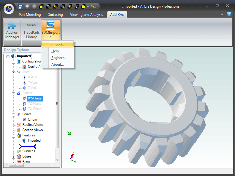 Click to view 3DM Import for Alibre Design 1.0 screenshot