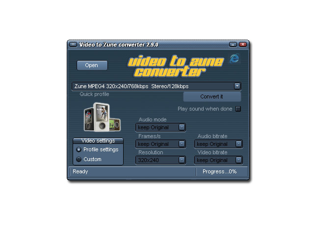 Click to view Video to ZUNE converter 2.9.1.01 screenshot
