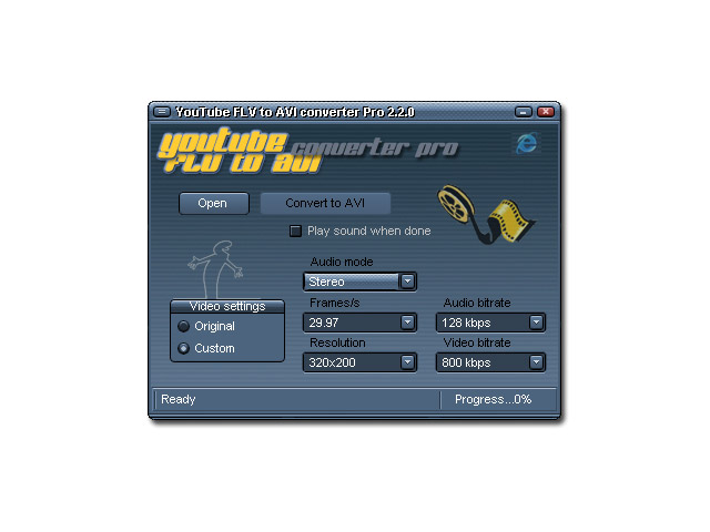 Click to view YouTube FLV to AVI Converter PRO 2.3.1.001 screenshot