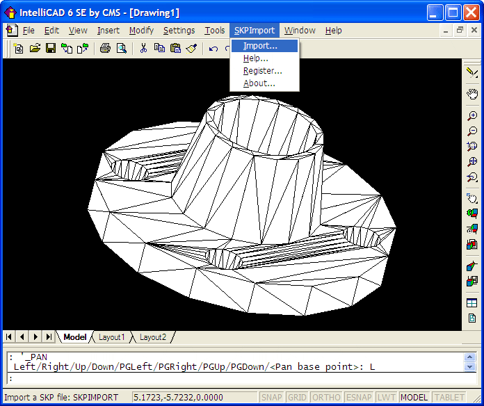 Click to view SKP Import for IntelliCAD 1.0 screenshot