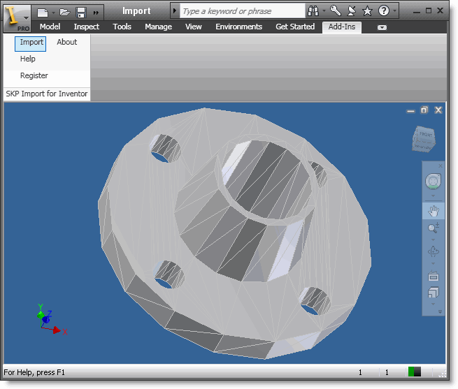 Click to view SKP Import for Inventor 1.0 screenshot