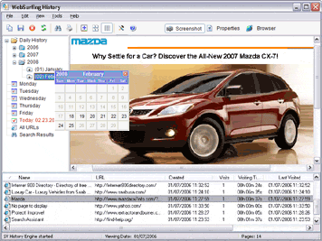 Click to view WebSurfing History 2.1 screenshot