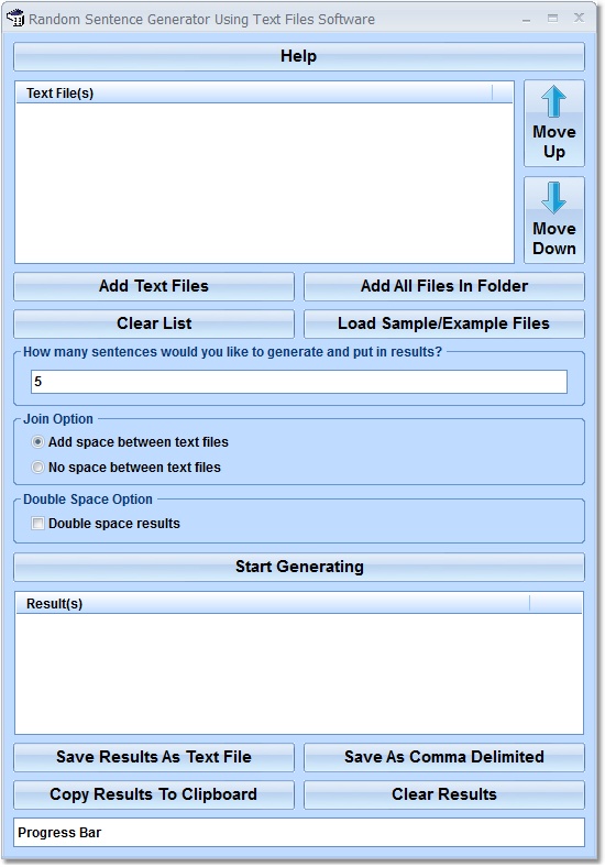 Click to view Random Sentence Generator Using Text Files Softwar 7.0 screenshot