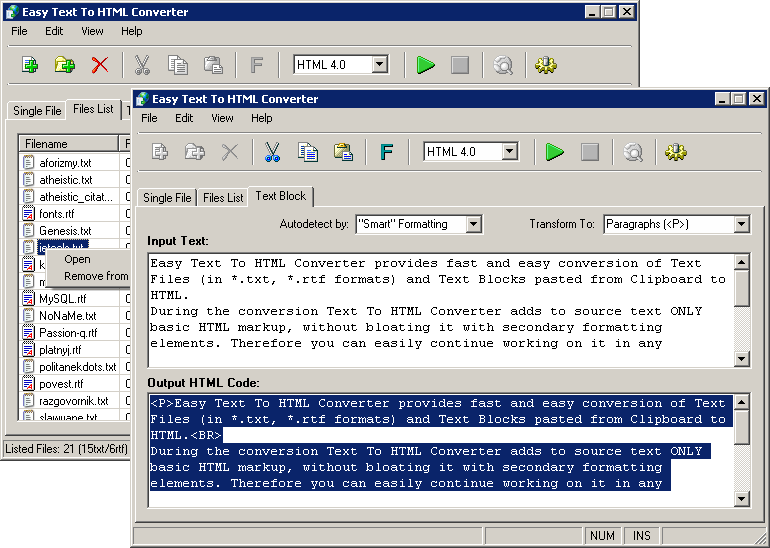 Click to view Easy Text To HTML Converter 3.0.0 screenshot