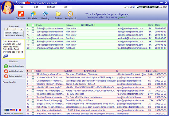 Click to view Spamela 1.1 screenshot