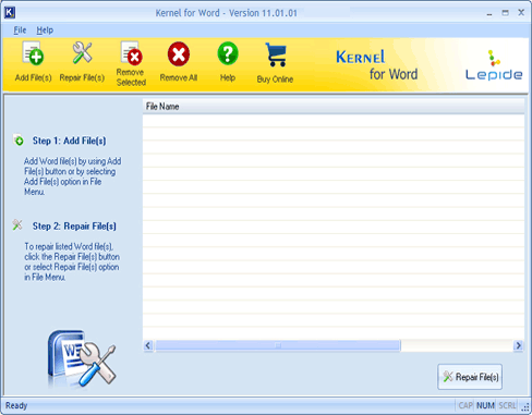 Click to view Word Repair 11.01.01 screenshot