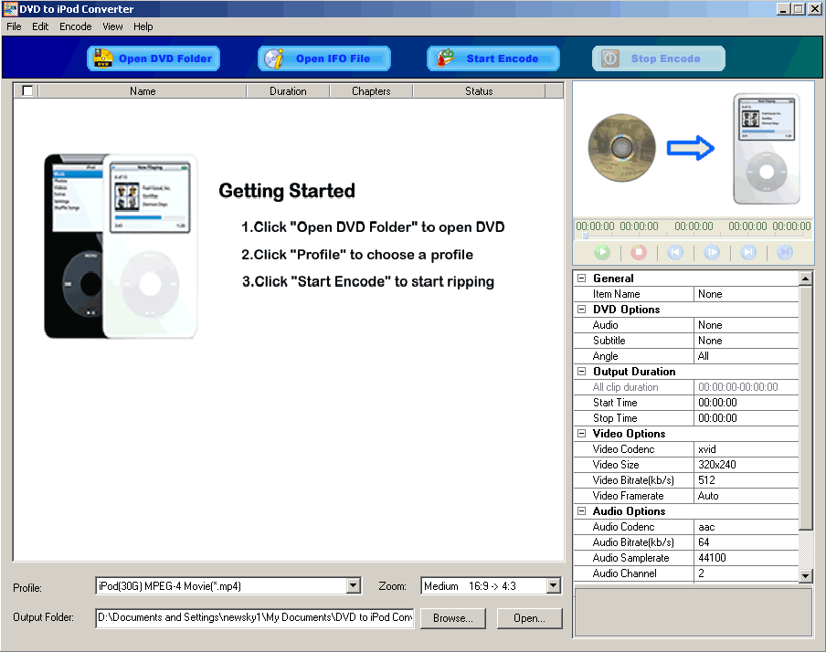 Click to view AnvSoft DVD to iPod Converter 1.00 screenshot