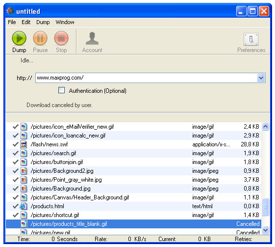 Click to view Web Dumper 3.3.6 screenshot