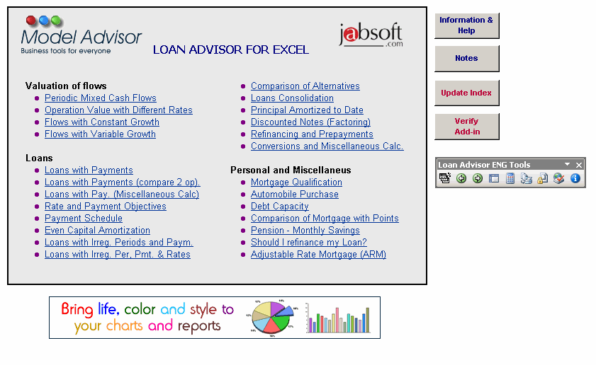 Click to view Loan Advisor for Excel (Full) 2.3.0 screenshot