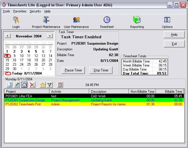 Click to view Timesheets Lite 2.2.22 screenshot