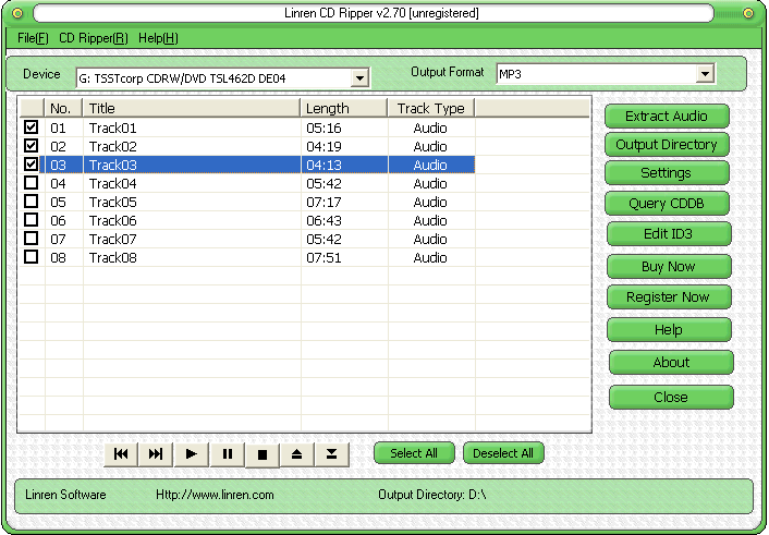 Click to view Linren CD Ripper 2.70 screenshot