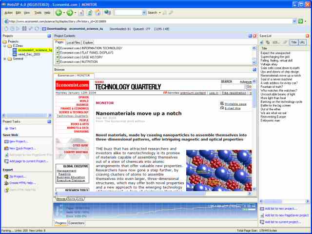 Click to view WebZIP 7.1.2.1052 screenshot