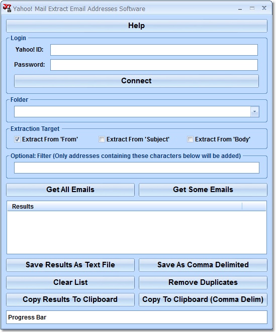 Click to view Yahoo! Mail Extract Email Addresses Software 7.0 screenshot