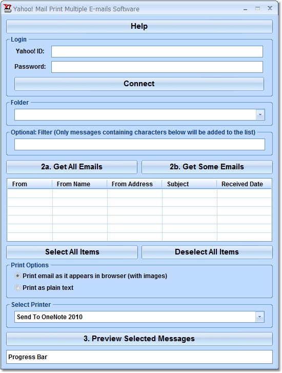 Click to view Yahoo! Mail Print Multiple Emails Software 7.0 screenshot