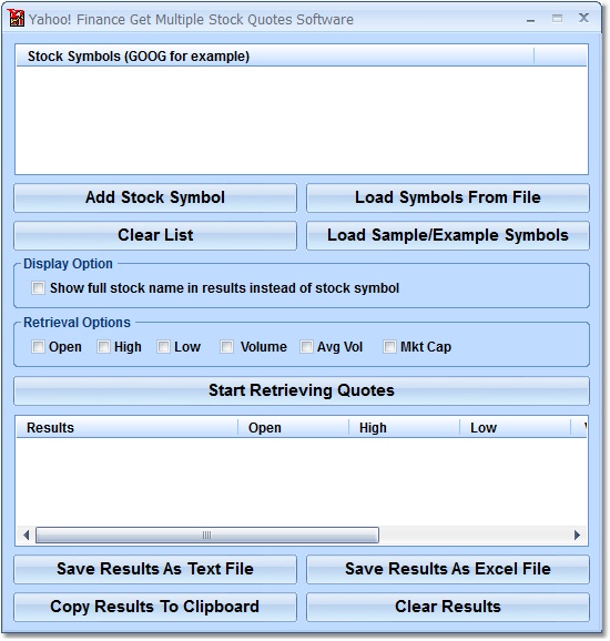 Click to view Yahoo! Finance Get Multiple Stock Quotes Software 7.0 screenshot